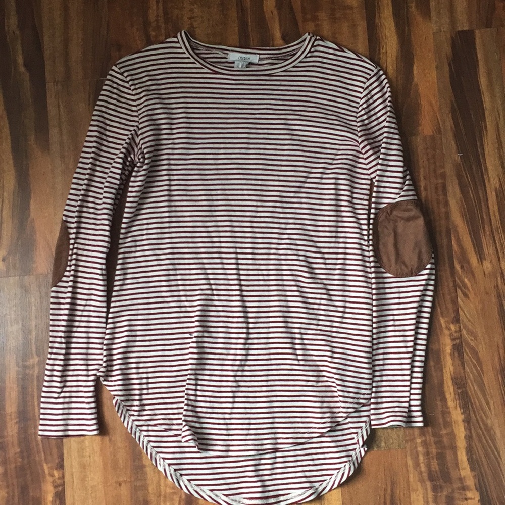 Cherish Elbow Patch Long Sleeve Shirt, Size Small